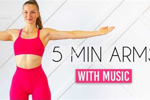 5 MIN TONED ARMS WORKOUT - with music & beeps (Dancer Arms No Equipment)