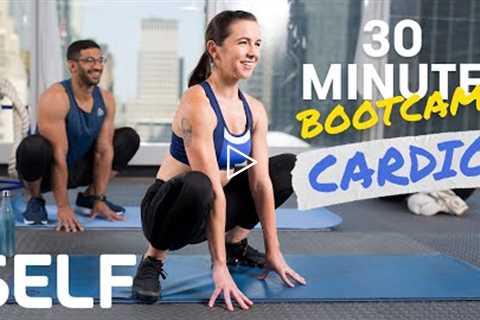 30 Minute Bodyweight Cardio Bootcamp Workout - No Equipment With Warm-Up & Cool-Down | SELF