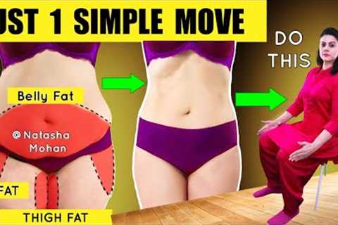 Lose Lower Belly Fat,  Thigh Fat, Hip Fat  Sitting Down | Most Simple Exercise