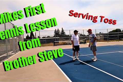 SERVING...Mikes Tennis Lesson #1...7-23-2023...Working on Tennis Serve...The Toss and Foot Work...